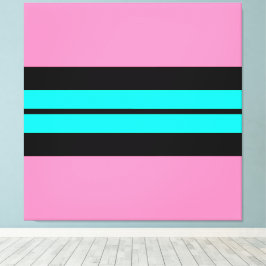 Sportieve Bright Aqua Zwart Wit Roze Racing Stripe Canvas Afdruk