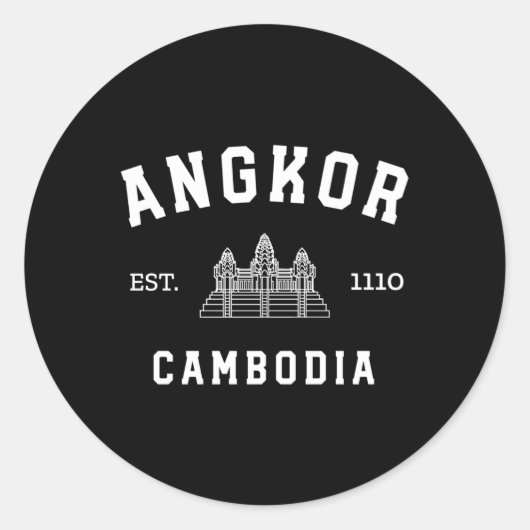 Sportieve Cambodjaanse Khmer Angkor Wat Ronde Sticker (Voorkant)