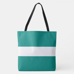 Sportieve Chic Verfijnde brede turquoise witte str Tote Bag
