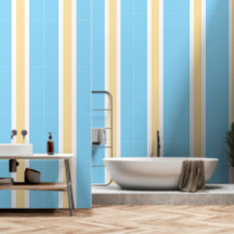 Sportieve chique  azuurblauwe beige witte strepen