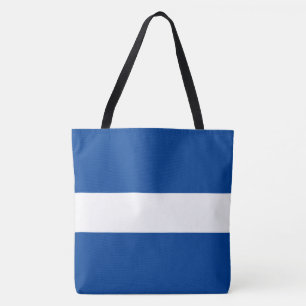 Sportieve chique witte vette diepe blauwe marinièr tote bag
