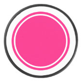 Sportieve cirkel Helder Roze Centrum Witte Strepen Hockey Puck (Voorkant)