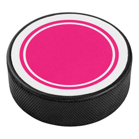 Sportieve cirkel Helder Roze Centrum Witte Strepen Hockey Puck (3/4)