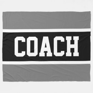 Sportieve COACH Bold Grijs Zwart Atletische Strepe Fleece Deken