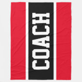 Sportieve COACH Helder Rood Zwart Atletische Strep Fleece Deken (Voorkant)