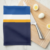 Sportieve Deep Blue Navy Wit Gele Racing Stripes Theedoek (Quarter Fold)