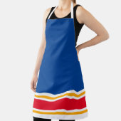 Sportieve Deep Blue Rood Wit Geel Racing Stripes Schort (Insitu)