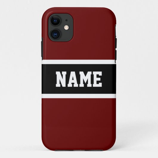 Sportieve Deep Red Black White Athletic Stripes Te Case-Mate iPhone Case (Achterkant)