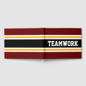 Sportieve Deep Red Black Yellow TEAMWORK Stripes Gastenboek (Volledig)