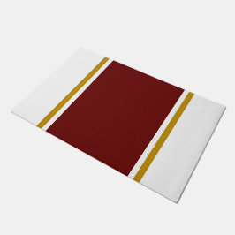 Sportieve dieprode bruine racestrepen op wit deurmat