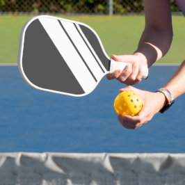 Sportieve donkergrijze witte diagonale racestrepen pickleball paddle