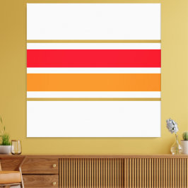 Sportieve felrode Sinaasappels racestrepen op wit Canvas Afdruk