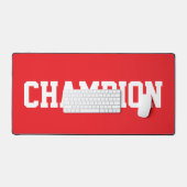 Sportieve Fun CHAMPION Witte tekst op helderrood Bureaumat (Keyboard & Muis)
