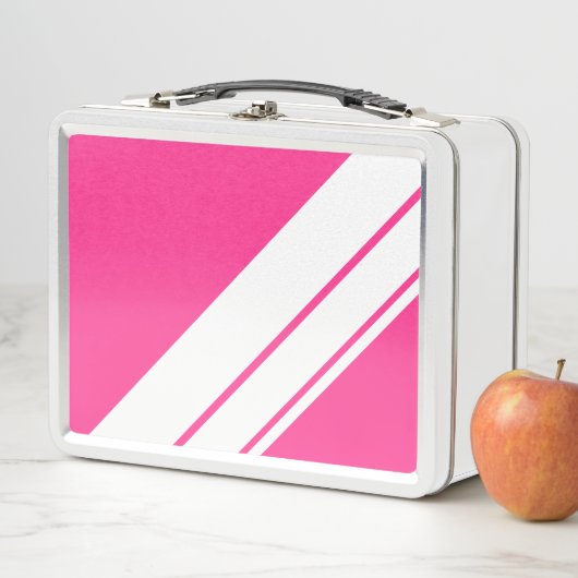 Sportieve Fun Heldere Roze Brede Witte Racing Stre (In situ)