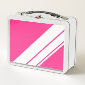 Sportieve Fun Heldere Roze Brede Witte Racing Stre (Voorkant)