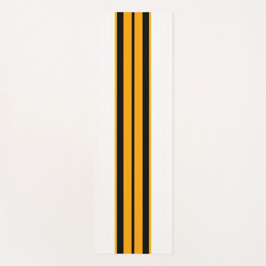 Sportieve geel Sinaasappel zwarte racestrepen op w Yogamat (Voorkant)
