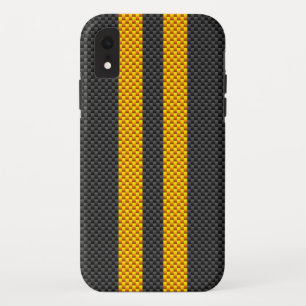 Sportieve Gele Racing Strepen Carbon Fiber Stijl Case-Mate iPhone Case