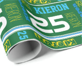 Sportieve gepersonaliseerde naam leeftijd groene v cadeaupapier (Rol Hoek)