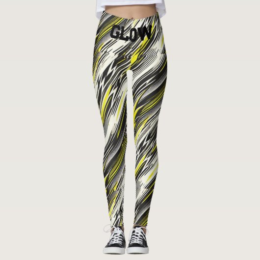 Sportieve Gestreepte Yoga Leggings met GLOW Wa (Voorkant)