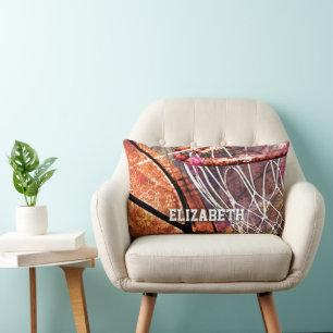 Sportieve Girly Basketball en Hoop Pink Paarse Kussen