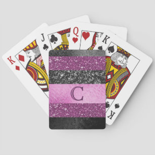 Sportieve glamour roze, paarse en zwarte glinstere pokerkaarten