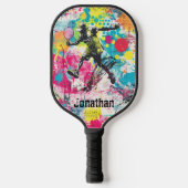 Sportieve Graffiti van Man Spelen Pickleball Paddle (Voorkant)
