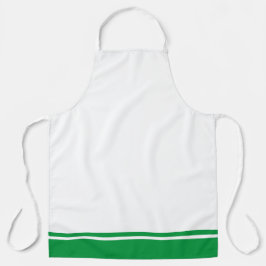 Sportieve helder groene zoom racestrepen op wit schort