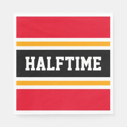 Sportieve Helder Rood Geel Zwart HALFTIME Stripes Servet (Voorkant)