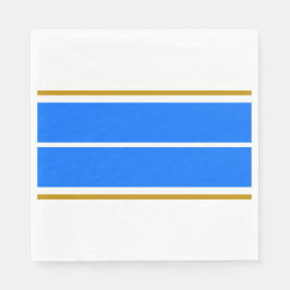 Sportieve helderblauwe brede racestrepen op wit servet