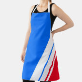 Sportieve helderblauwe rode offset witte schuine s schort (Insitu)