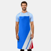 Sportieve helderblauwe rode offset witte schuine s schort (Gedragen)