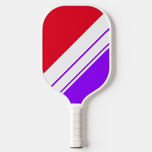 Sportieve Heldere Paarse Rode Witte Racing Stripes Pickleball Paddle (Voorkant)