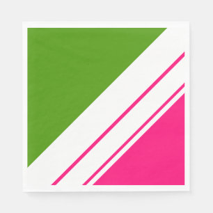 Sportieve Heldere Roze Lime Groen Brede Witte Stre Servet