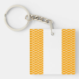 Sportieve heldere tegelgele golven witte strepen sleutelhanger