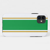 Sportieve Heldergroene Bruine Witte Racing Stripes Case-Mate iPhone Case (Achterkant (horizontaal))