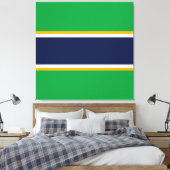 Sportieve Heldergroene Marine Gele Racing Stripes Canvas Afdruk (Insitu (Slaapkamer))