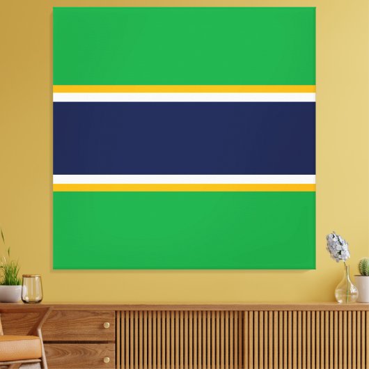 Sportieve Heldergroene Marine Gele Racing Stripes Canvas Afdruk (Insitu (Woonkamer))