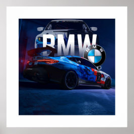Sportieve illegale straatrace-auto poster