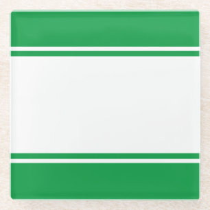 Sportieve jaren 70 Bright Kelly Green White Racing Glazen Onderzetter