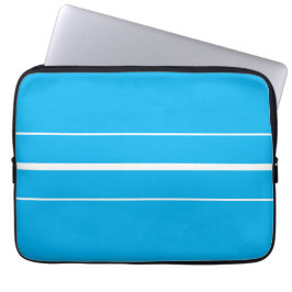 Sportieve jaren 70 Bright Sky Blue White Racing St Laptop Sleeve
