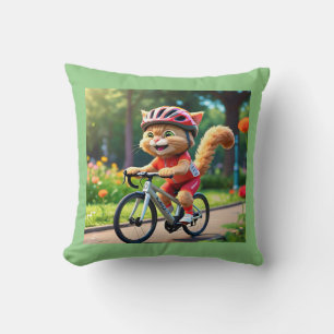 Sportieve kat op de fiets kussen