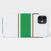 Sportieve Kelly Green Brown Racing Stripes op wit Case-Mate iPhone Case (Achterkant (horizontaal))