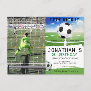 Sportieve Kids Foto Voetbal verjaardagsfeestje Briefkaart