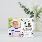 Sportieve Kids Voetbal Foto Verjaardagsfeestje Briefkaart (Staand voorkant)