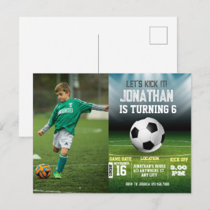 Sportieve Kinderen Voetbal Foto Verjaardag Briefkaart