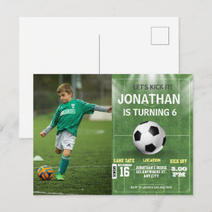 Sportieve Kinderen Voetbal Foto Verjaardag Briefkaart
