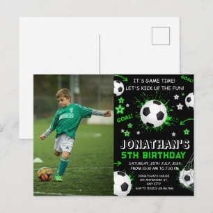 Sportieve Kinderen Voetbal Verjaardagsfeestje Briefkaart