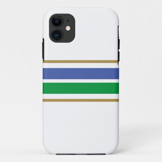Sportieve Lake Blue Green Racing Stripes op wit Case-Mate iPhone Case (Achterkant)