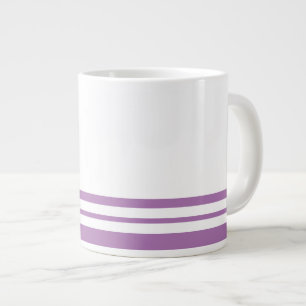 Sportieve Lavendel Witte Vette Bodem Racing Stripe Grote Koffiekop
