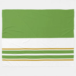 Sportieve lichtgroene Twin Racing Stripes op wit Fleece Deken